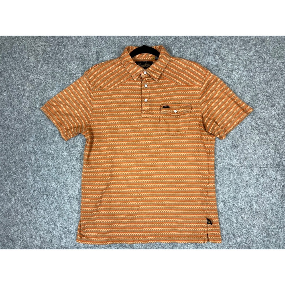 Howler Brothers Polo Shirt Men's Medium Orange Aztec Geometric Pearl Snap